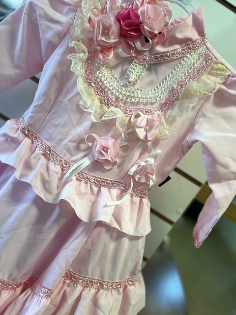 VESTIDO DE PRENDA ROSA CLARO - TAMANHO 2