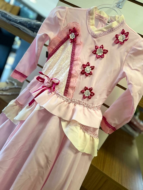 VESTIDO DE PRENDA ROSA CLARO- TAMANHO 4