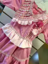 VESTIDO DE PRENDA ROSA CLARO - TAMANHO 6 MESES
