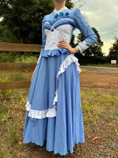 VESTIDO DE PRENDA AZUL - TAMANAHO 14 na internet