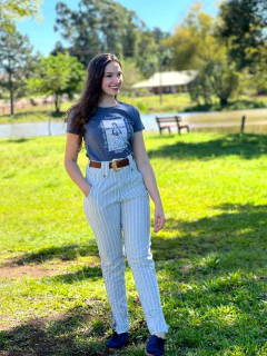 BOMBACHA FEMININA ALFAIATARIA LISTRADA CINZA- EMPÓRIO HORSE na internet