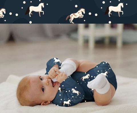 CONJUNTO BODY C/ BANDANA MANGA LONGA AZUL -EMPÓRIO HORSE - comprar online