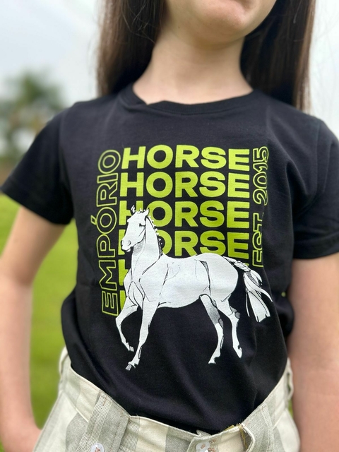 CAMISETA INFANTIL EQUUS PRETA/VERDE- EMPÓRIO HORSE - comprar online