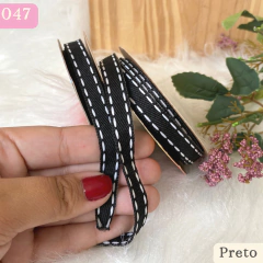 Fita decorativa jeans pespontada 10 mm com 10 metros