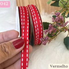 Fita decorativa jeans pespontada 10 mm com 10 metros - Ateliê Bonecas da Vivi