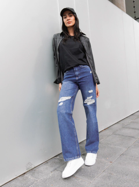 TINI DARK BLUE DESTROYED - comprar online