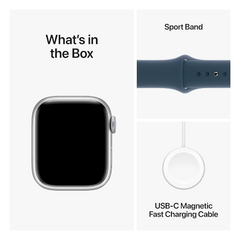 Imagen de APPLE WATCH SERIES 9 41MM GPS SILVER AL SPORT BAND STORM BLUE - M/L