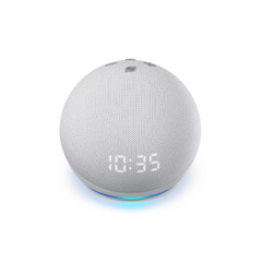 AMAZON ECHO DOT 5TH GEN WITH CLOCK CON ASISTENTE VIRTUAL ALEX - PANTALLA INTEGRADA GLACIAR WHITE 110V/240V - Flux Solutions