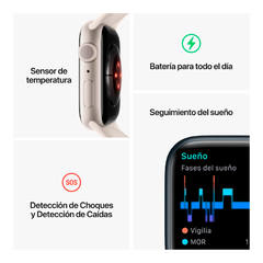 Imagen de APPLE WATCH SERIES 8 GPS 45MM STARLIGHT ALUMINUM CASE WITH WHITE SPORT BAND