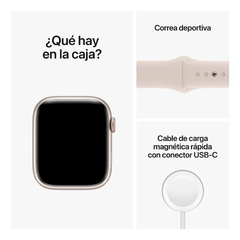 APPLE WATCH SERIES 8 GPS 45MM STARLIGHT ALUMINUM CASE WITH WHITE SPORT BAND