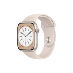 APPLE WATCH SERIES 8 GPS 45MM STARLIGHT ALUMINUM CASE WITH WHITE SPORT BAND