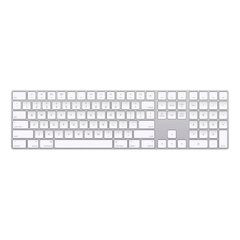 TECLADO APPLE MAGIC KEYBOARD A1843 BLUETOOTH QWERTY INGLÉS US COLOR PLATA Y BLANCO CON KEYPAD NUMÉRICO