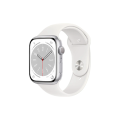 APPLE WATCH SERIES 8 GPS 45MM SILVER ALUMINUM CASE WITH WHITE SPORT BAND
