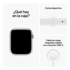 APPLE WATCH SERIES 8 GPS 41MM SILVER ALUMINUM CASE WITH WHITE SPORT BAND - tienda online