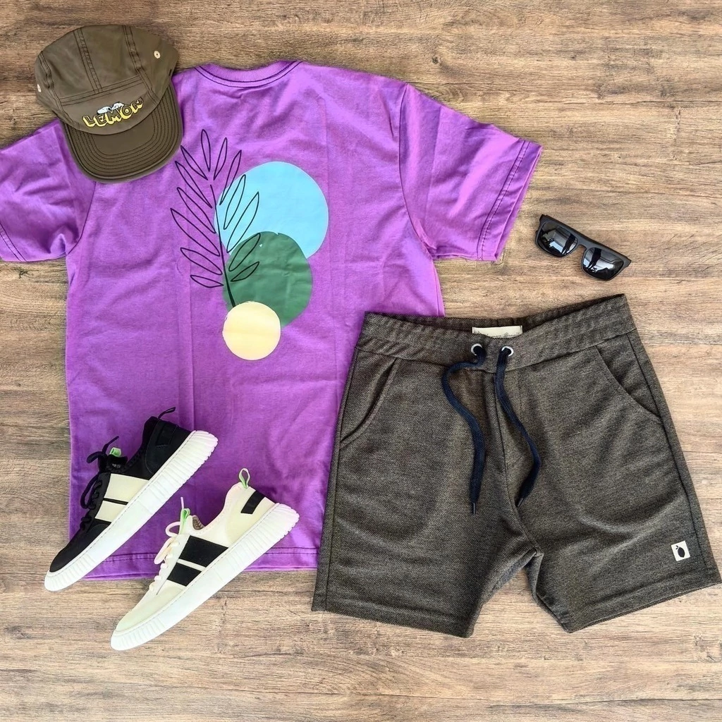 Bermuda de moletom com linho verde militar