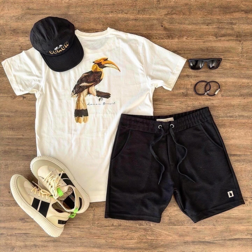 Bermuda de moletom com linho preta