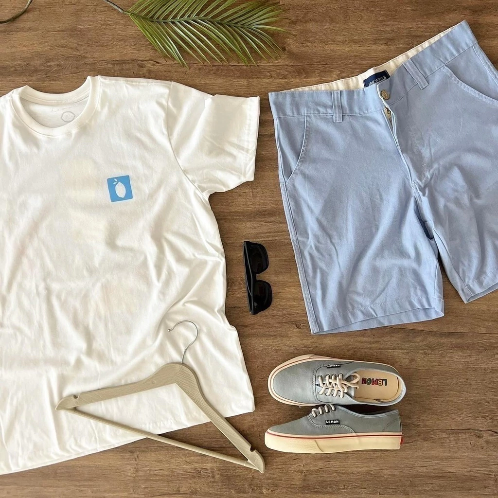 Bermuda alfaiataria de Linho azul