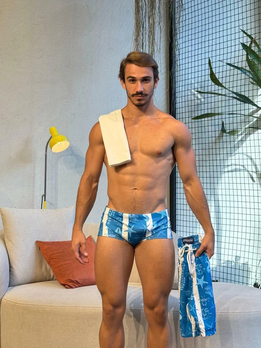 Sunga de praia Lemon praia listras