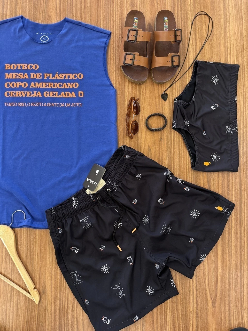 Beach Short com elastano preto praia