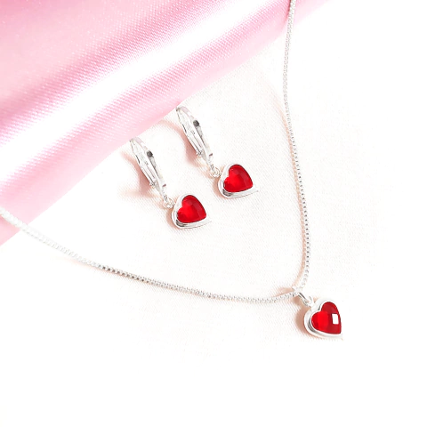 Conjunto Tiffanys Coração Vermelho