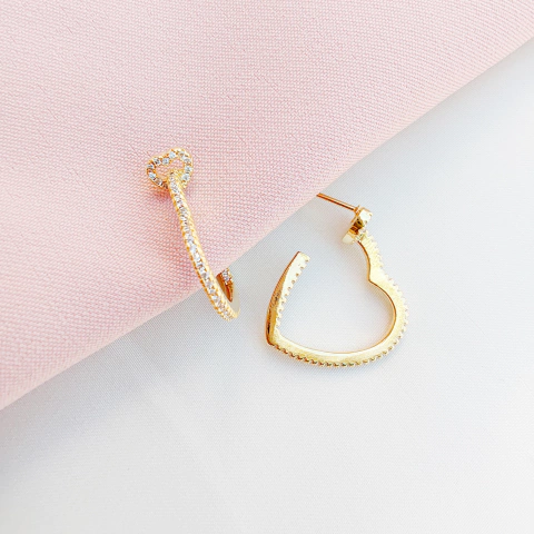 Brinco Argola Cravejada Coração - comprar online