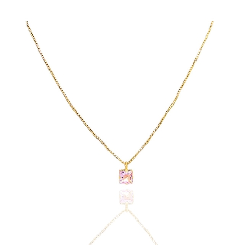 Gargantilha Quadradinho Zircônia Light Rose