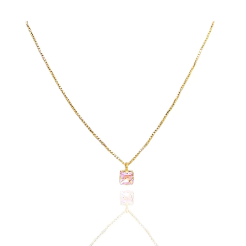 Gargantilha Quadradinho Zircônia Light Rose