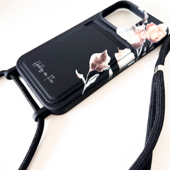 Case Strap Tarjetero - Negro - Huellas en Flor