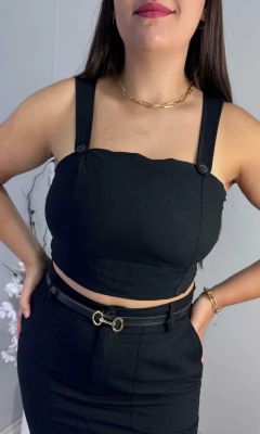 Cropped com elástico e detalhes de botões Adele - loja online