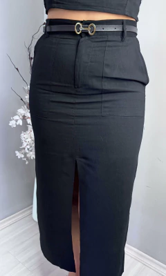 Saia Mid com bolsos na frente e abertura frontal Adele na internet