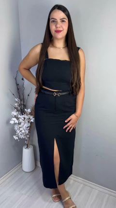 Imagem do Saia Mid com bolsos na frente e abertura frontal Adele