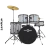 Batería Acústica Power-m 5 Cpos Con Fierros Y Platos Silver