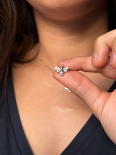 Conjunto Abelha Cristal no Ródio Branco - Loli Acessorios