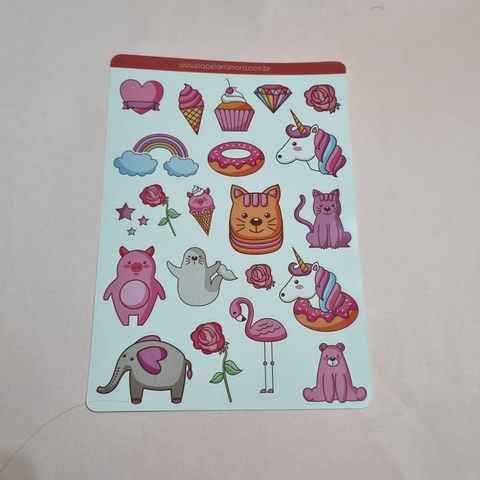 Cartela de Adesivos Animalle