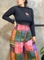 Blusa Cropped Gola Alta Manga Longa Preta