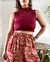 Blusa Cropped Gola Alta Marsala