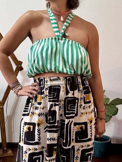 Blusa Cropped Alcinha Listras Verde - comprar online