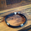 Pulseira Couro Chato com Argolas