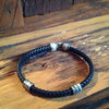 Pulseira Couro Chato com Argolas Kids