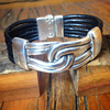 Pulseira de Couro e Prata Laço