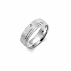 Aliança de Prata 6mm Flat 2 Frisos Fosca