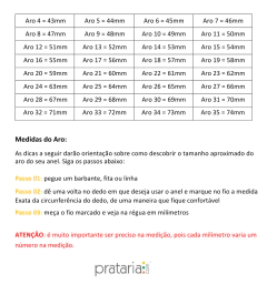 Tabela de medidas do aro