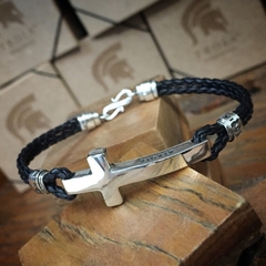 Pulseira Couro Cruz Grossa