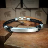 Pulseira Couro Placa Grossa