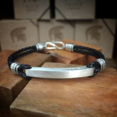 Pulseira Couro Placa Grossa