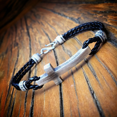 Pulseira Couro Cruz Grossa