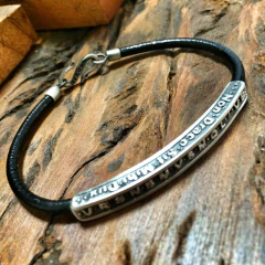 Pulseira Masculina Couro Placa de São Bento