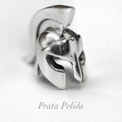 Colar Masculino de Couro com Pingente de Prata Capacete Troiano - Prataria.com