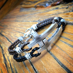 Pulseira Couro Cruz Grossa