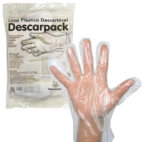 LUVA PLÁSTICA DESCARTÁVEL C/ 100 - DESCARPACK